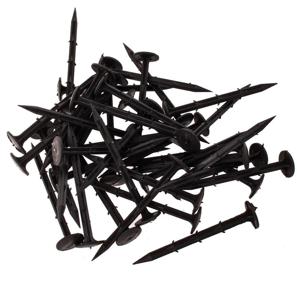 Set 50 cuie plastic fixare folii, tip ancora harpon, 150x33 mm, negru