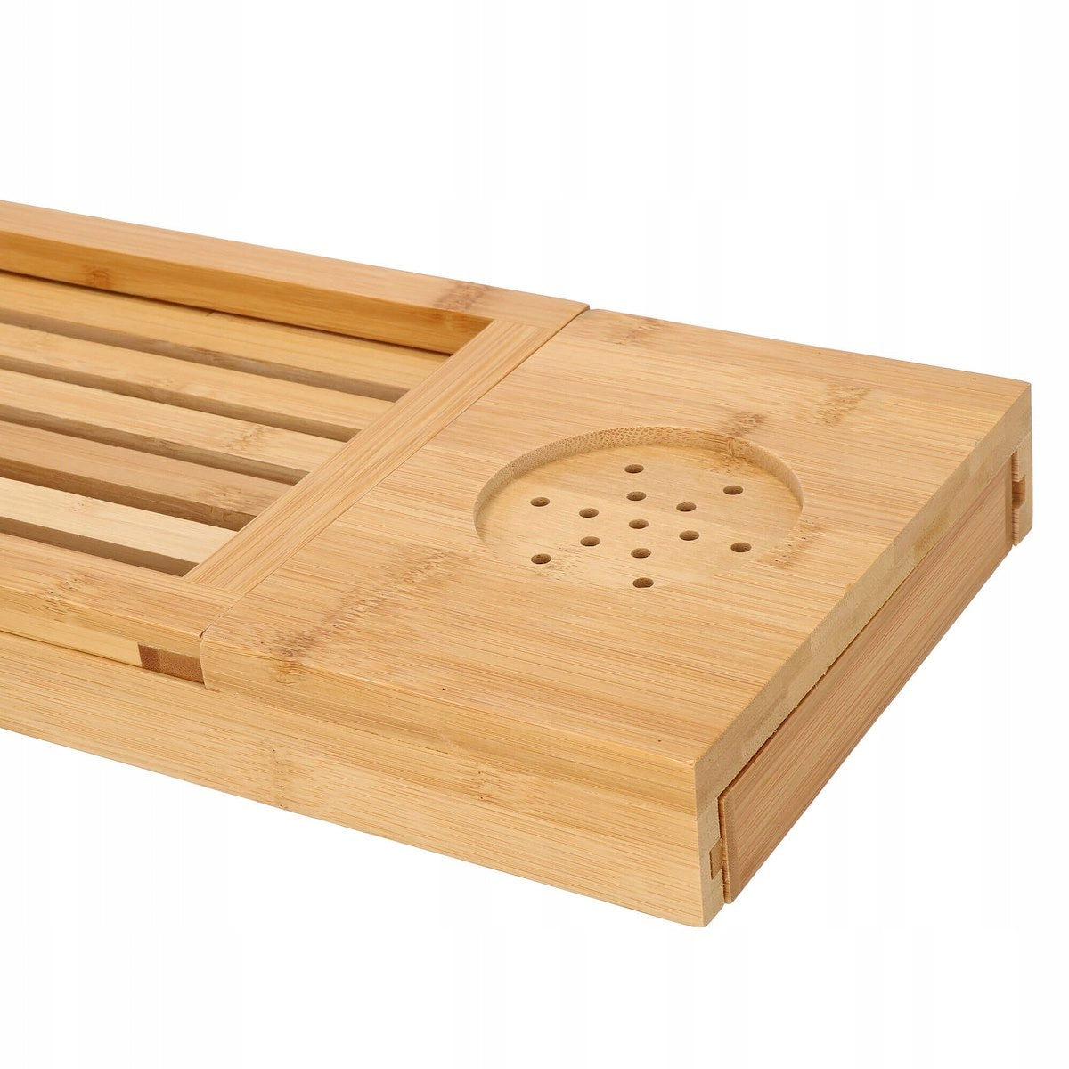 Raft cu tava pentru cada din bambus natural Sersimo 1023, extensibila, 50-93x15cm