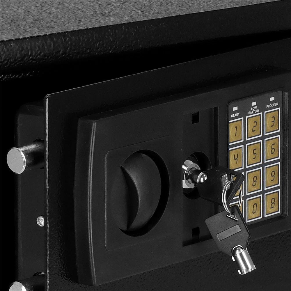 Seif electronic standard cu cifru si cheie, 200x310x200 mm, Otel, Negru