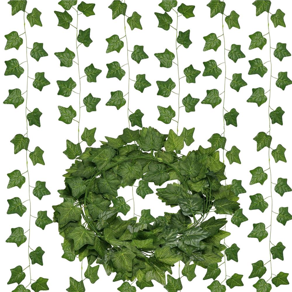 Set 6 ghirlande iedera artificiala pentru decorare, 6x233cm, frunze mari, verde