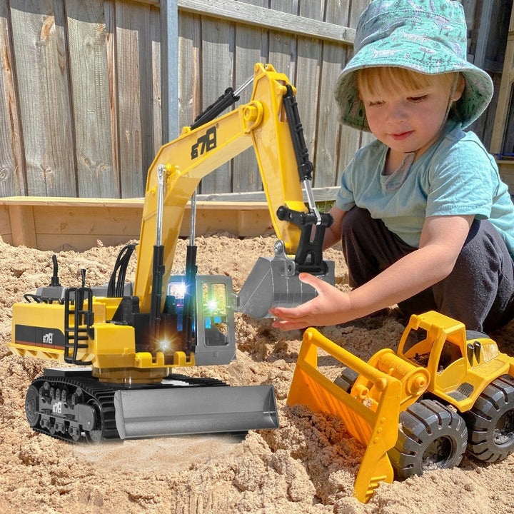 Excavator cu telecomanda, scara 1/14, cu telecomanda, incarcare USB, 14 canale