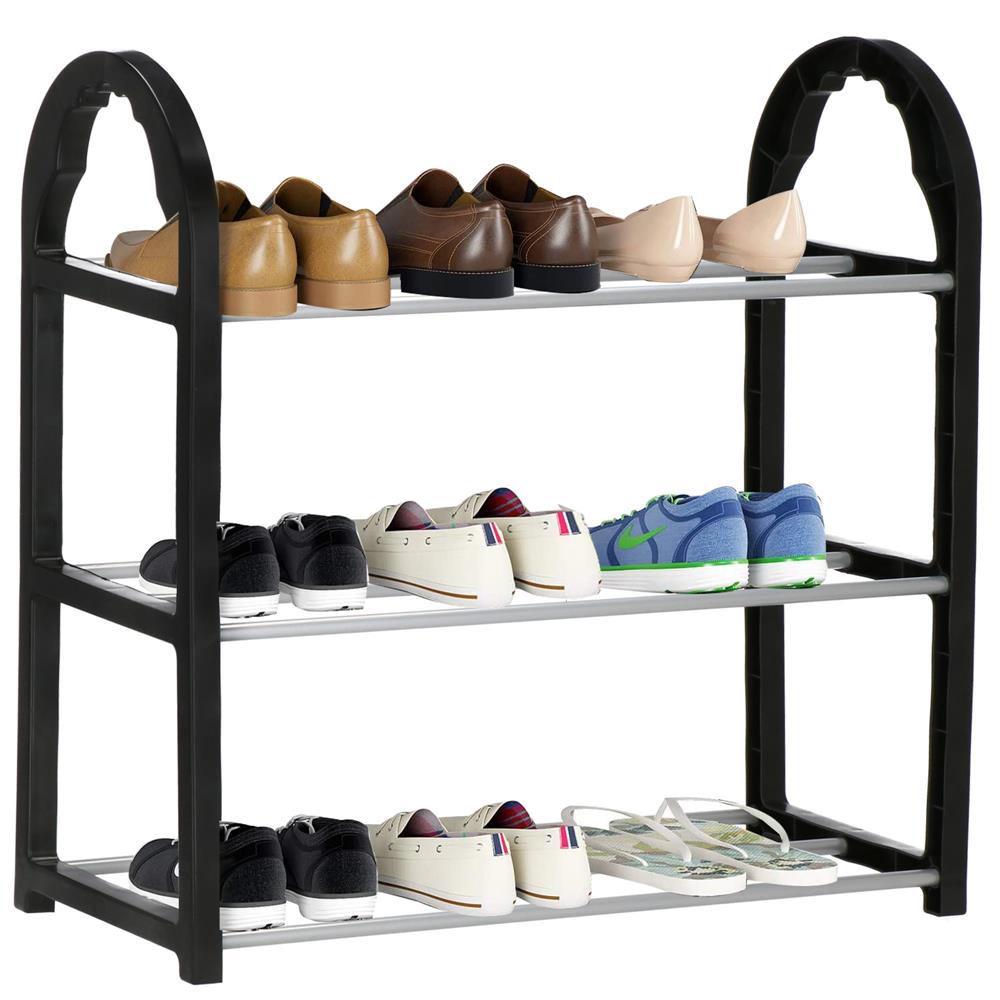Pantofar PVC si metal, Sersimo cu 3 rafturi, 48x49cm, negru argintiu