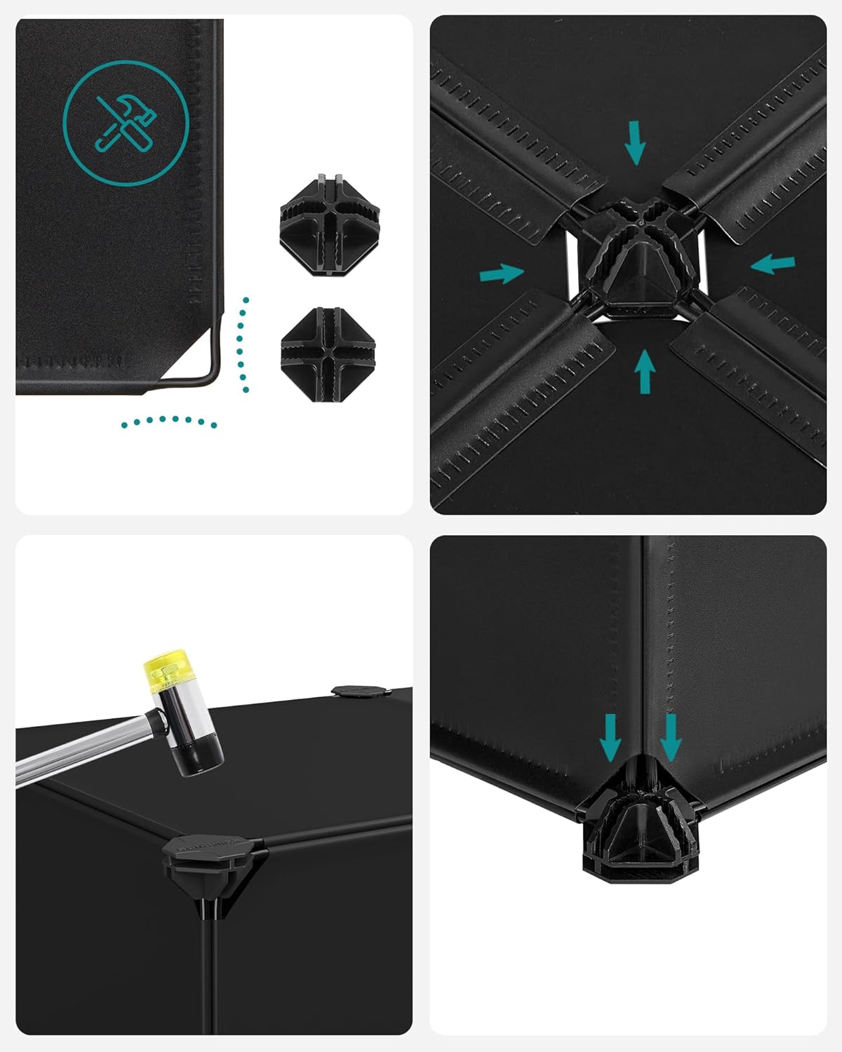 SONGMICS Dulap de depozitare pantofi modular, configurabil cu 10 compartimente, 43x31x173 cm, negru - 5
