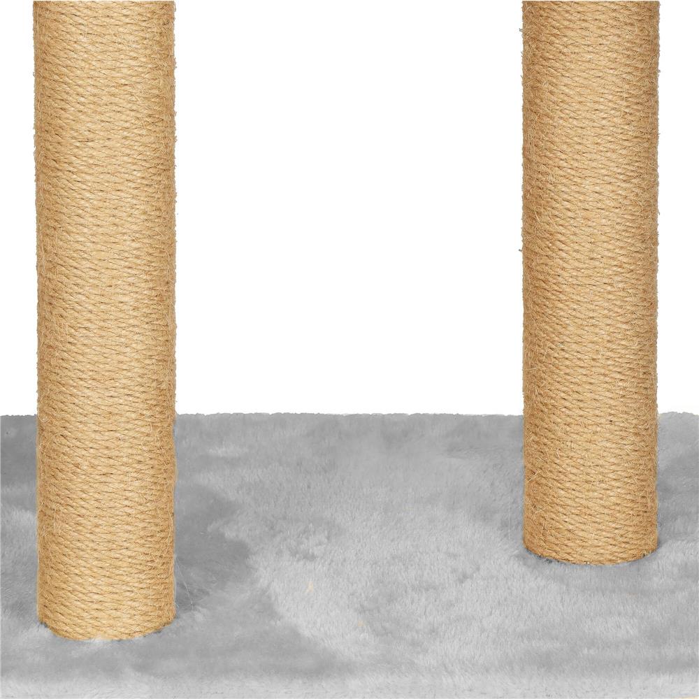 Ansamblu de joaca pentru pisici, cu loc pentru zgariat, ascuns, culcus, soricei, 136cm, gri