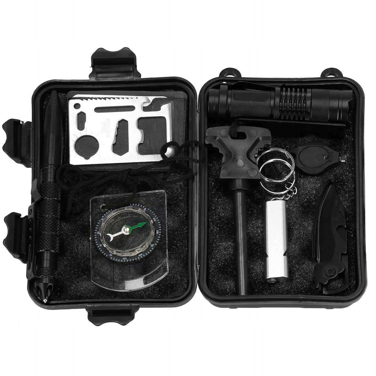 Kit de supravietuire turistic multifunctional camping, vanatoare, pescuit, 9 piese