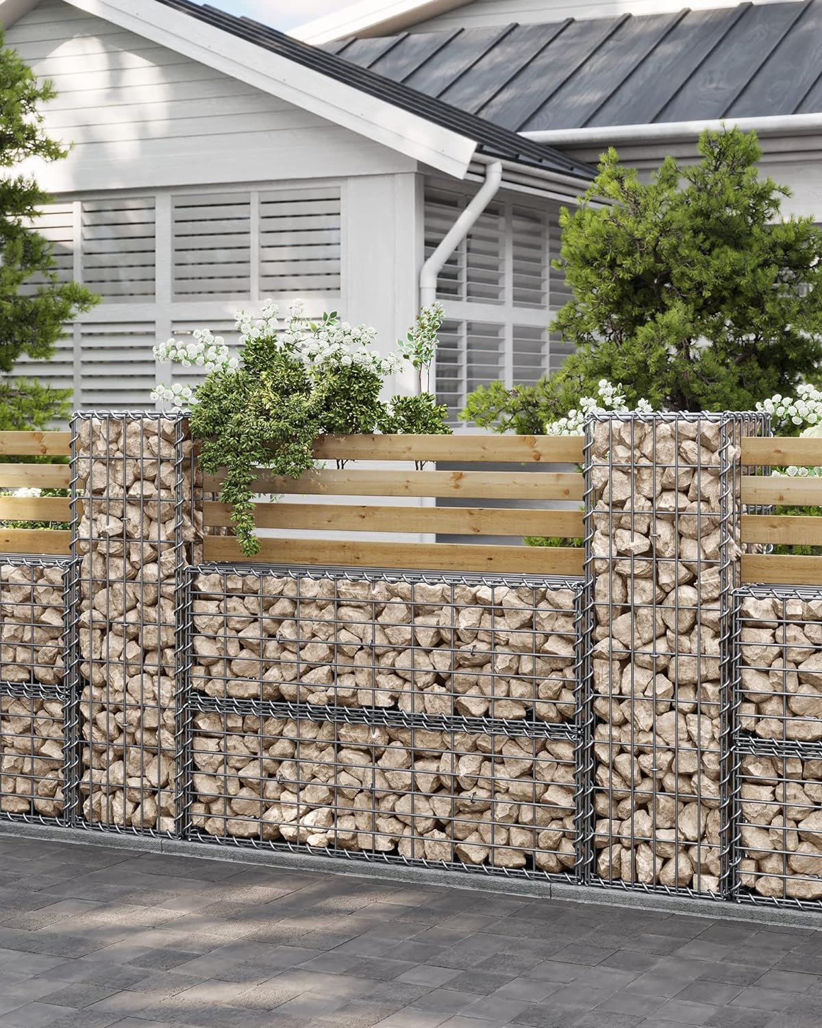 SONGMICS Cos de gabioane pentru pietre, otel galvanizat, 100x30x30cm, argintiu