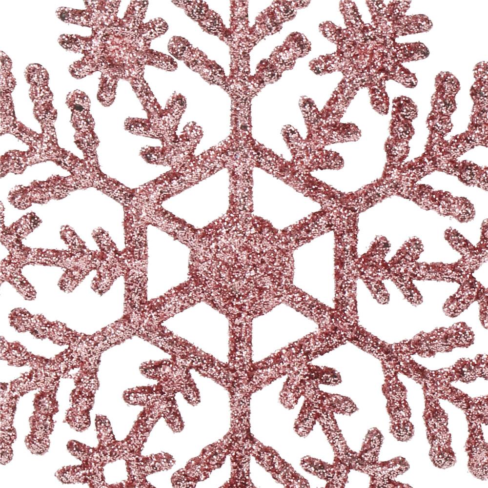 Decoratiune brad fulg de zapada, set 12 bucati, 10cm, roz