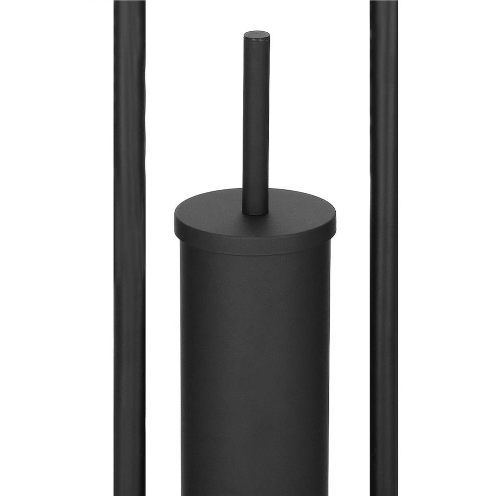 Stand cu perie WC si suport hartie igienica, metal, 80cm, negru mat