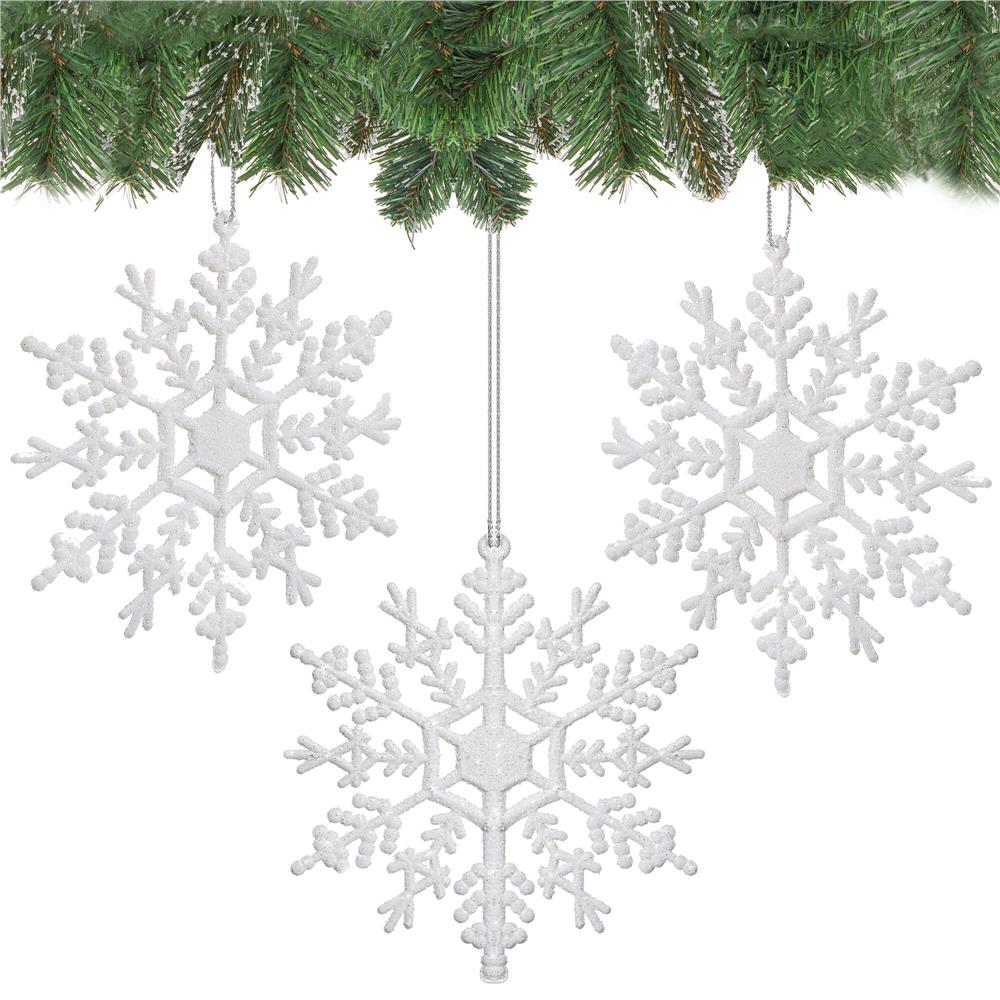 Decoratiune brad fulg de zapada, set 3 bucati, 12cm, alb