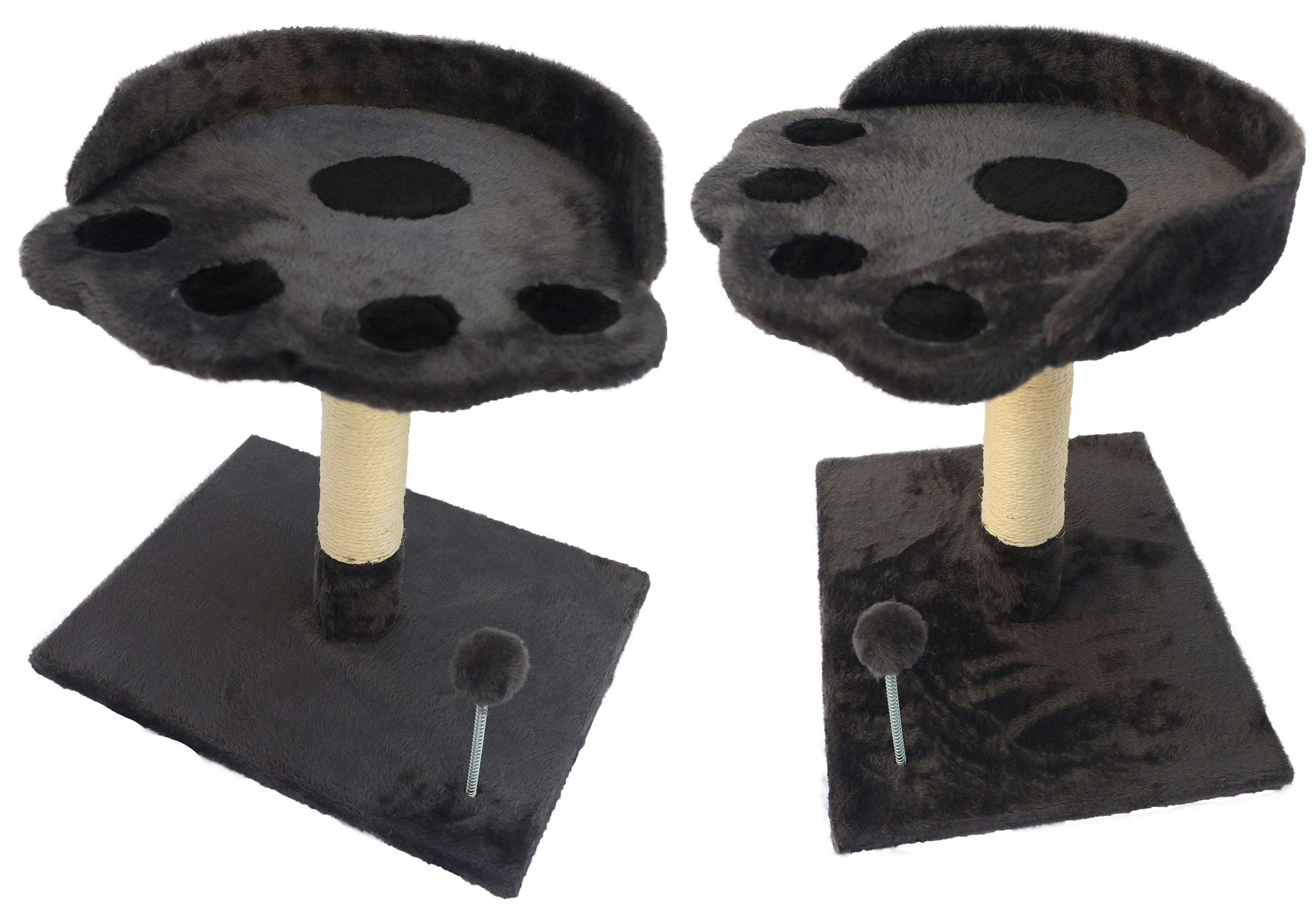 Ansamblu de joaca pentru pisici, cu culcus si loc pentru zgariat, minge, 48cm, gri inchis