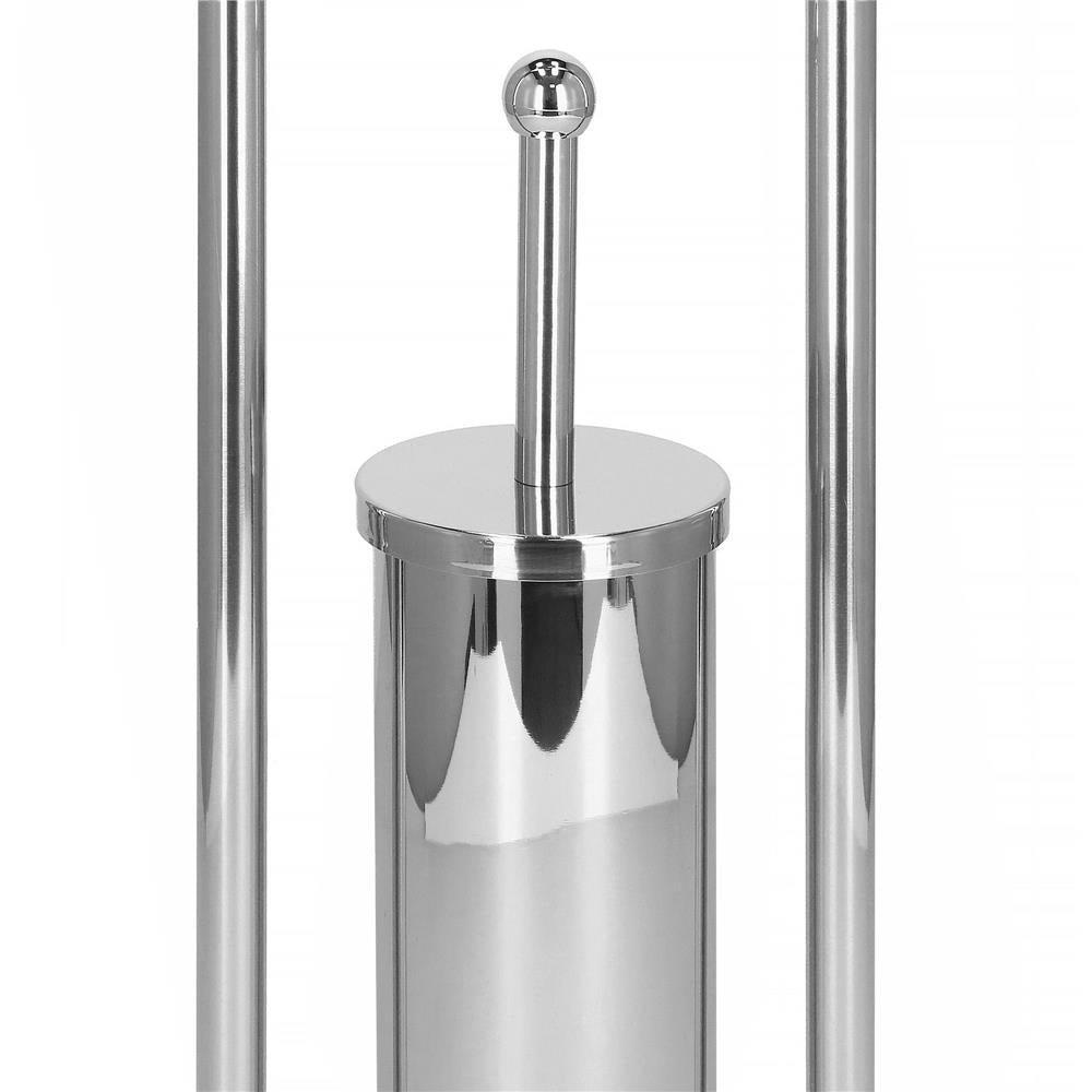 Stand cu perie WC si suport hartie igienica, inox, 80cm, argintiu cromat