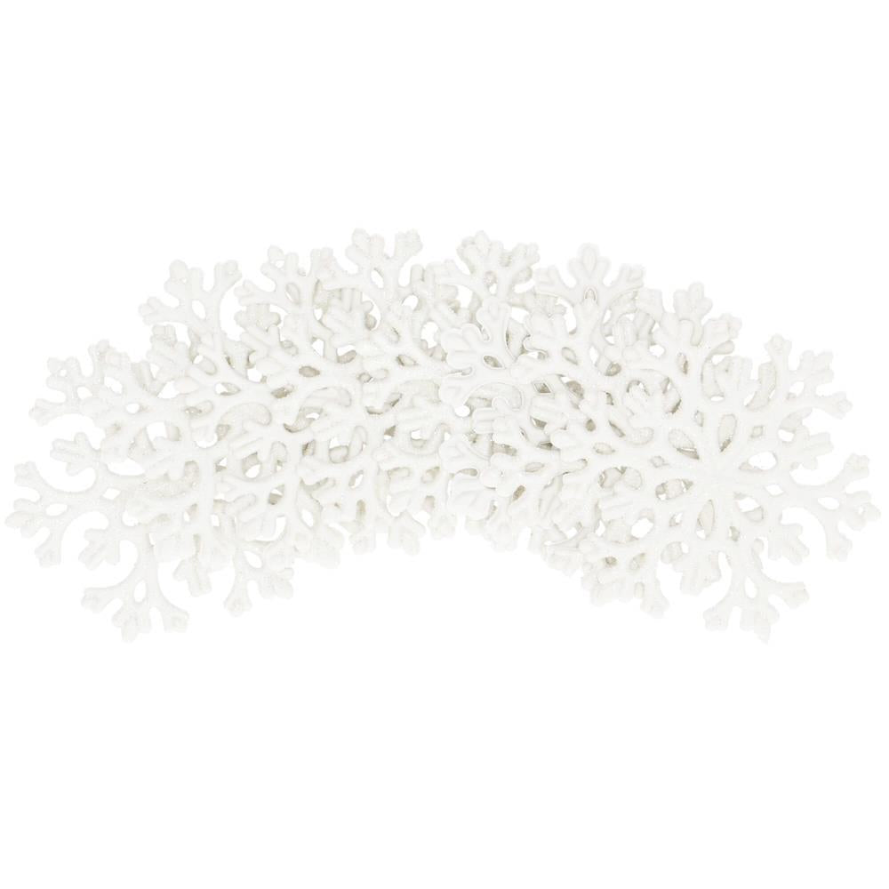 Decoratiune brad fulg de zapada, set 8 bucati, 8cm, alb