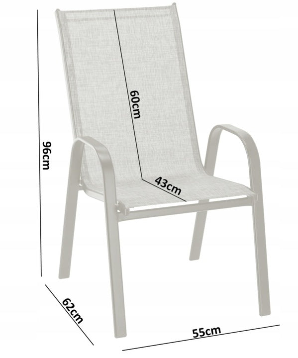 Set 2 scaune de gradina cu cadru metalic, stivuibile, 55x72x96cm, maro