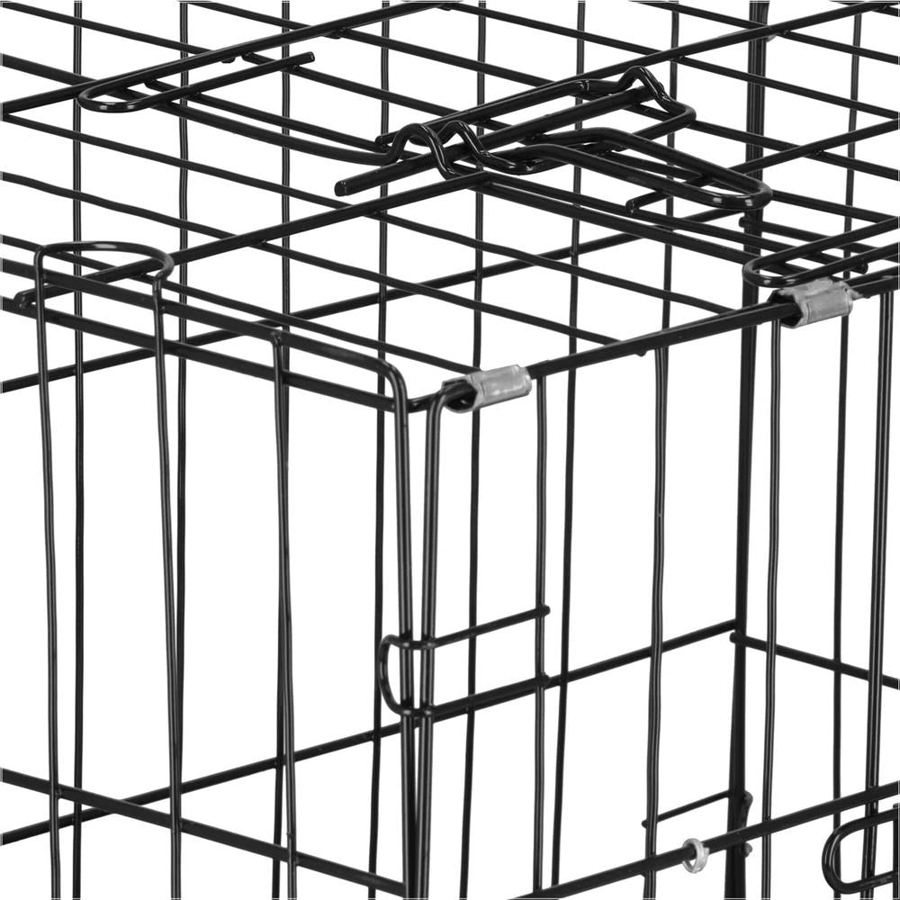 Cusca pentru animale, 2 usi, Pliabila din metal, L, Negru, 60x50x42 cm