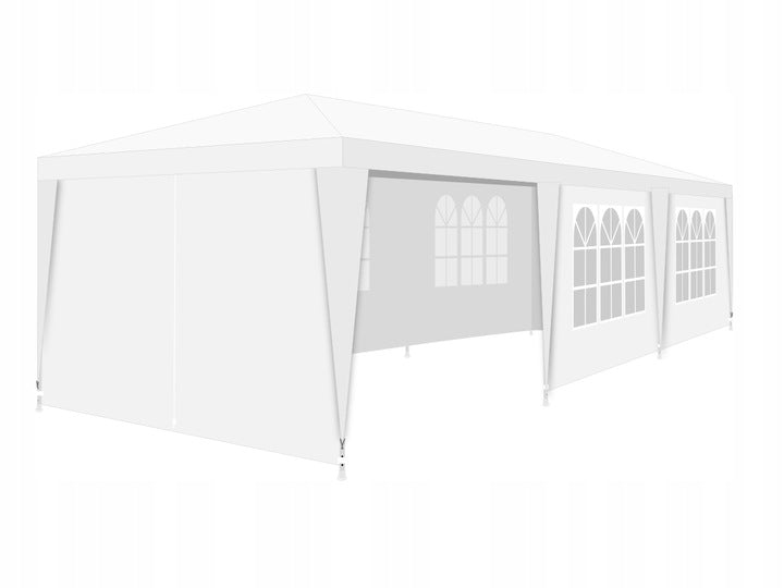Cort pavilion 9x3m pentru gradina sau evenimente, cu 8 pereti laterali, alb - 6