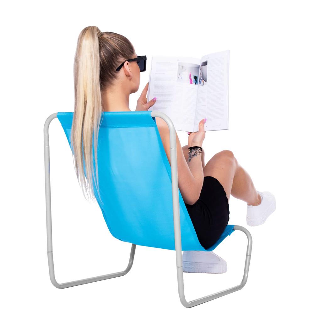 Scaun de plaja Sersimo GC026, pliabil, 90kg, 52x88cm, albastru