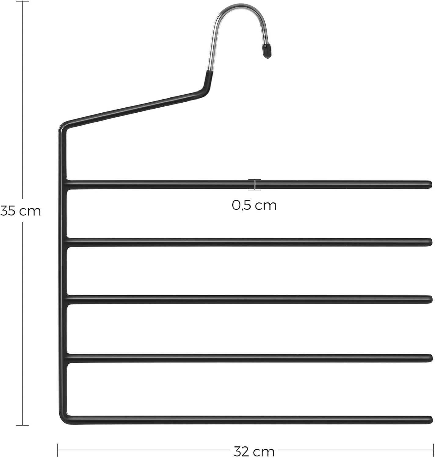 SONGMICS Set de 4 umerase pentru pantaloni, cu 5 bare, 32x35cm, negru - 5