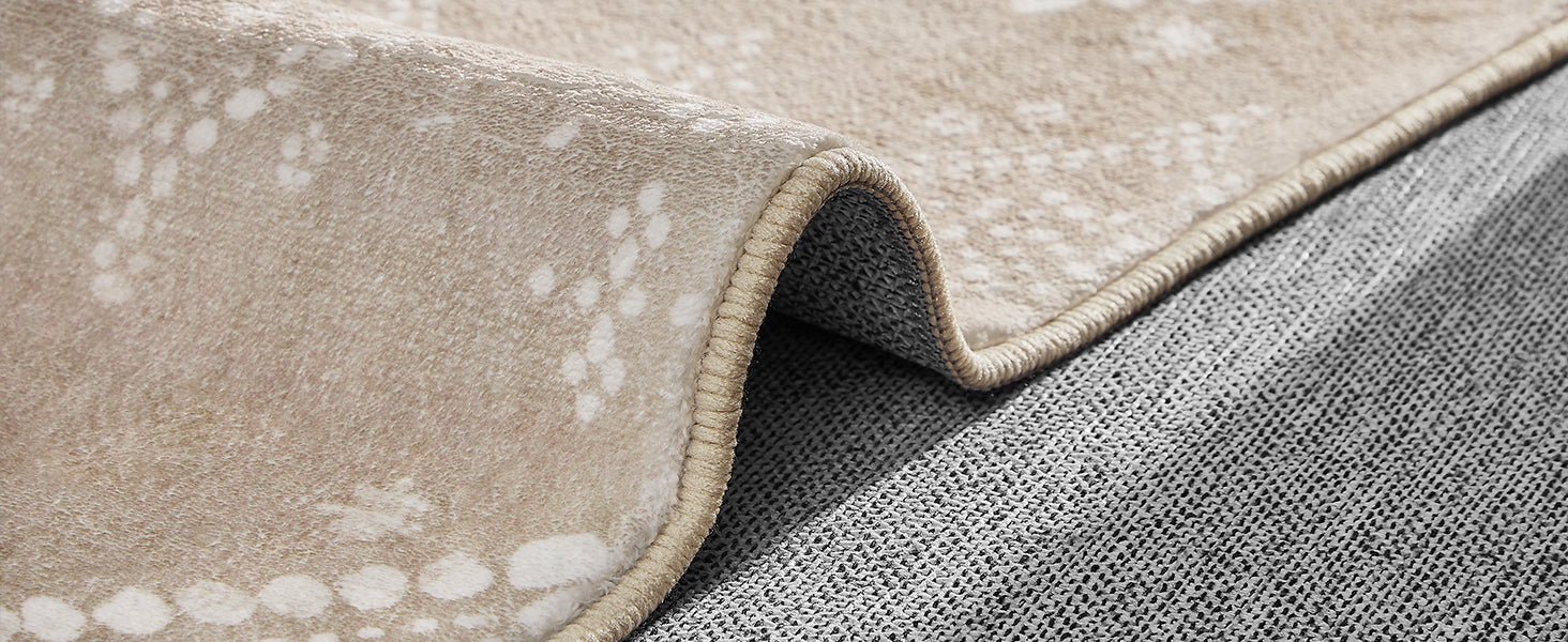 SONGMICS Covor decorativ antiderapant, stil boho, lavabil la masina, 120×170 cm, bej cappuccino