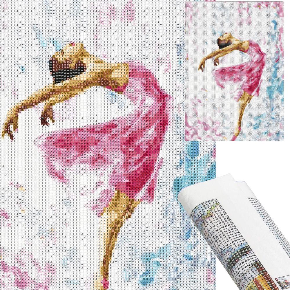 Set de broderie cu diamante 5D, 30x40cm, model Balerina