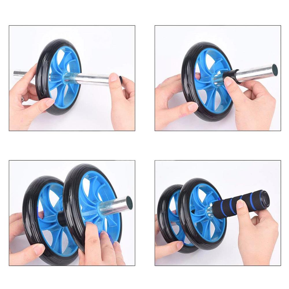 Aparat fitness tip roata pentru abdomene, negru albastru