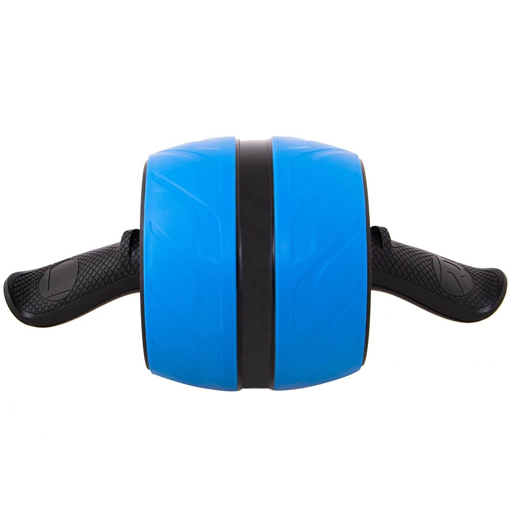 Aparat fitness tip roata pentru abdomene cu covor din spuma, albastru negru