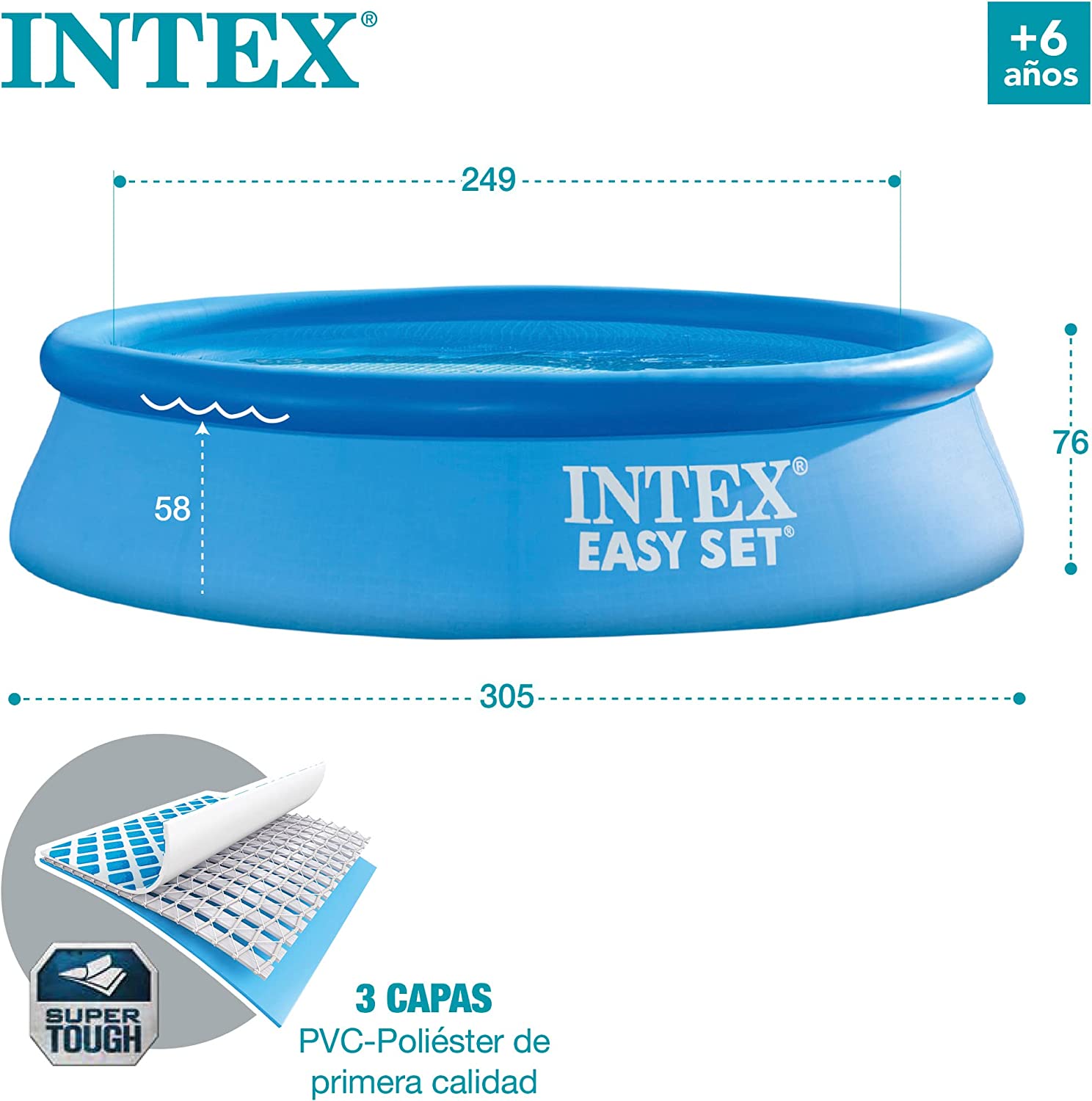 Piscina gonflabila Intex, 306x76 cm, 3.900 litri, Easy Set 28120NP
