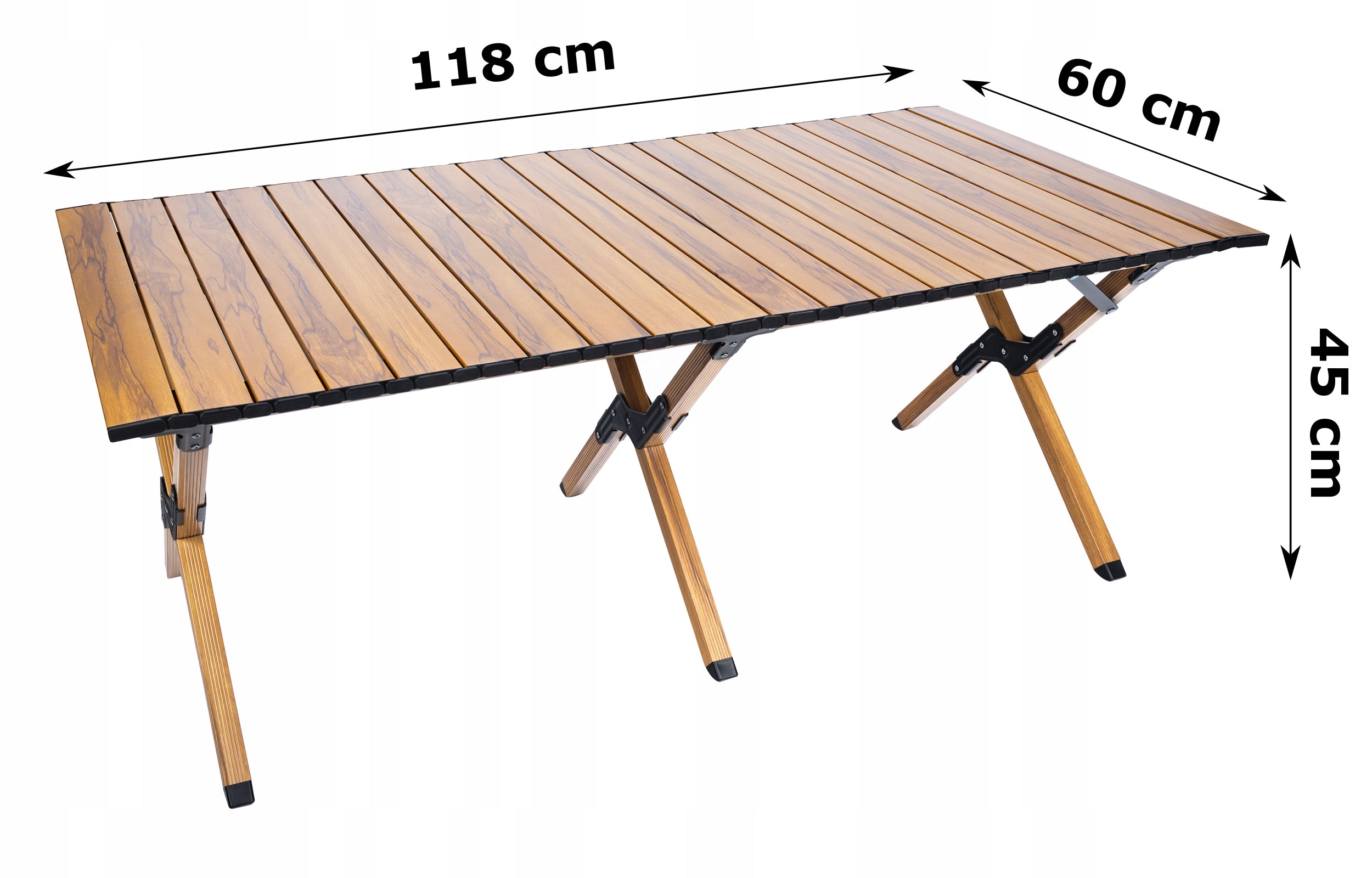 Masa pentru camping cu sistem de pliere rapida, cadru metalic otel, 118x60x45cm, maro