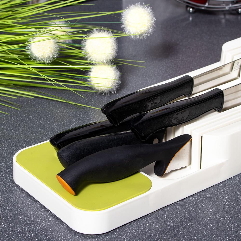 Organizator cutite pentru sertar, 9 compartimente, 40x14cm, alb