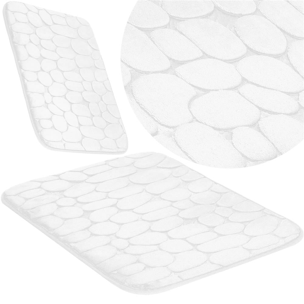Covoras de baie antiderapant cu uscare rapida, 60x40 cm, alb