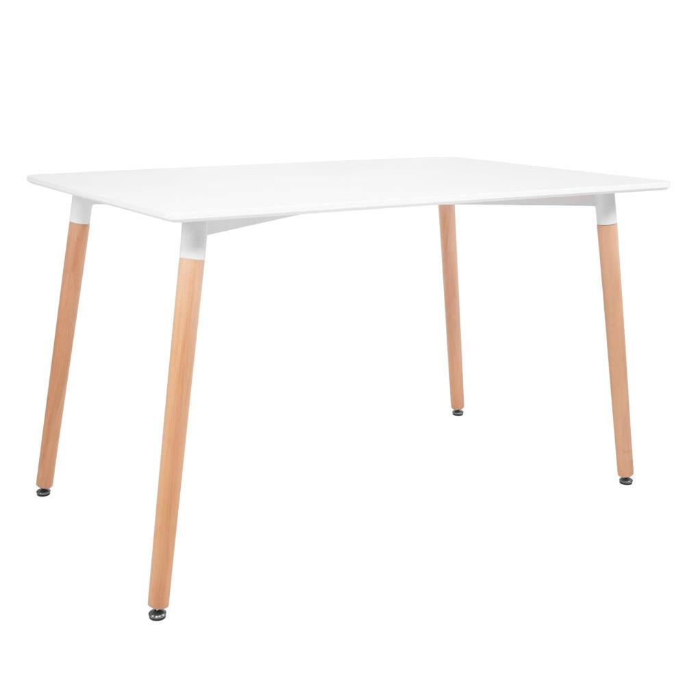 Masa dining bucatarie, dreptunghiulara, 120x80x74 cm, Blat MDF, Picioare lemn, Alb - 5