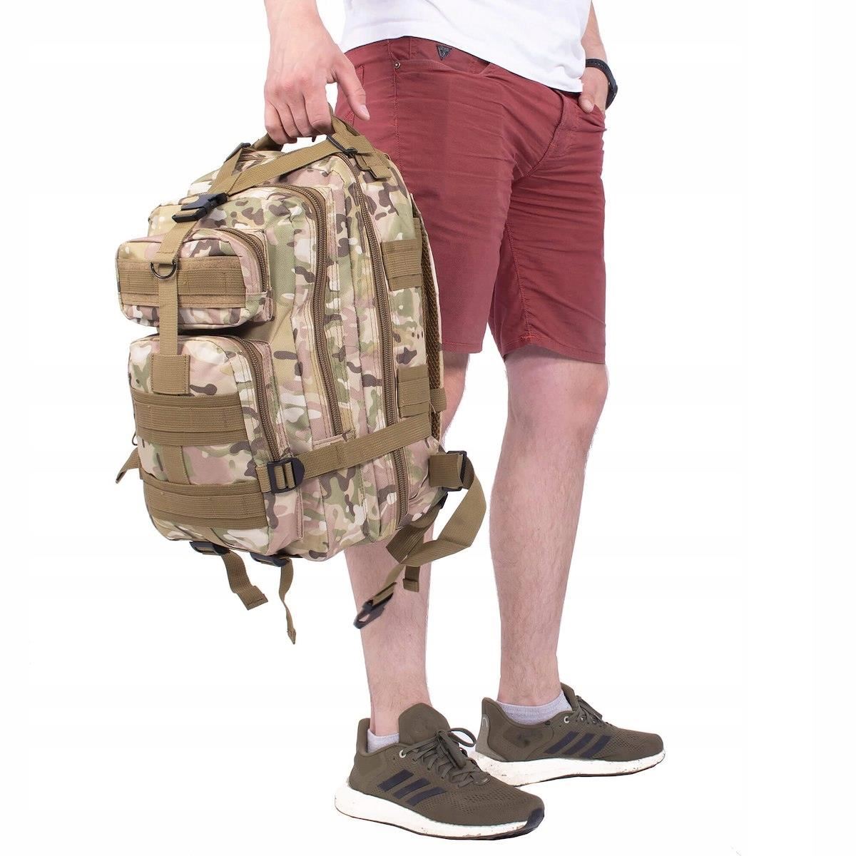 Rucsac militar pentru drumetie, impermeabil, ultra usor, 4 compartimente, culoare camuflaj