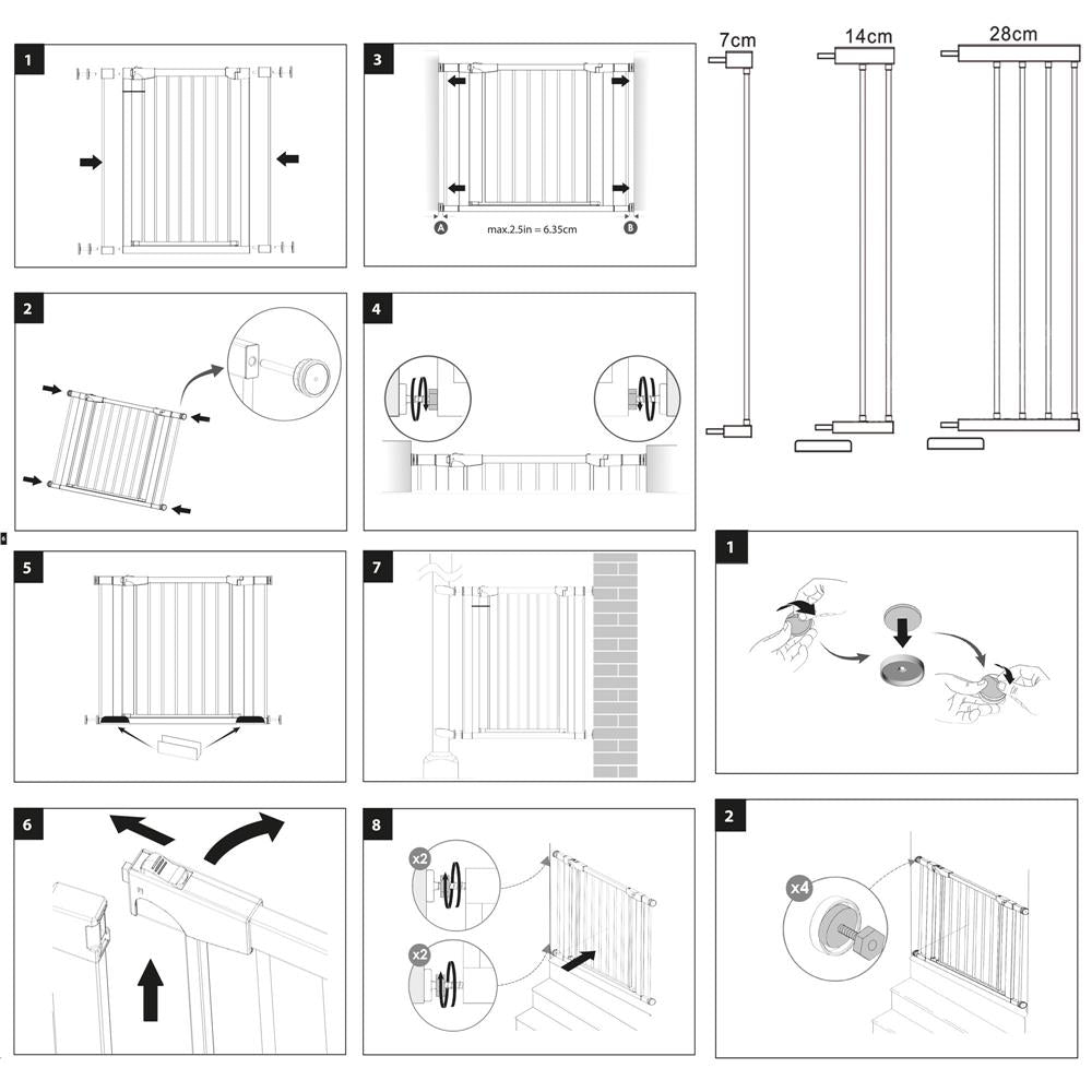 Poarta de siguranta Safety Gate pentru scari, ajustabila, din lemn cu structura otel, 103-110cm, negru maro - 6