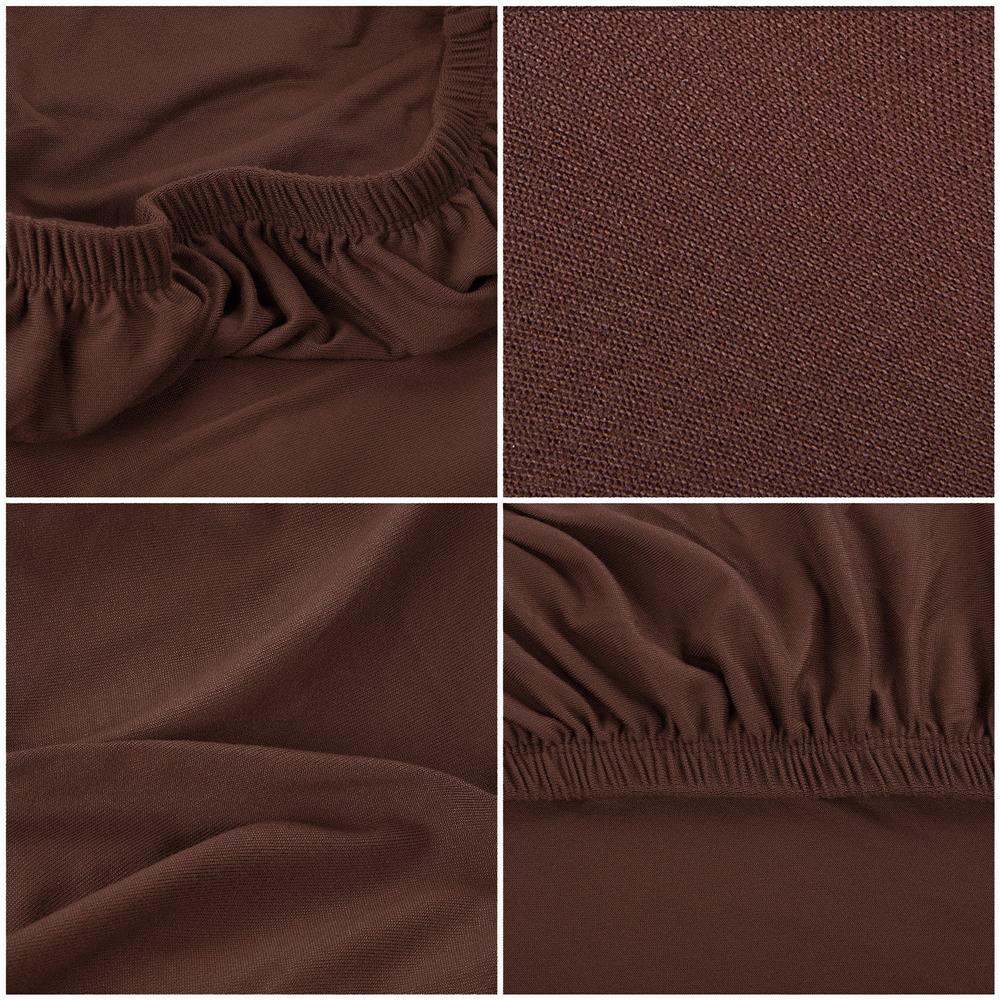 Set 4 huse universale pentru scaun, marime universala, poliester si spandex, 45 x 60 cm, maro