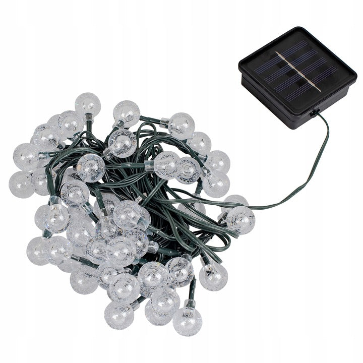 Ghirlanda luminoasa, LED, 100 becuri mici, 10m, incarcare solara, lumina alb cald