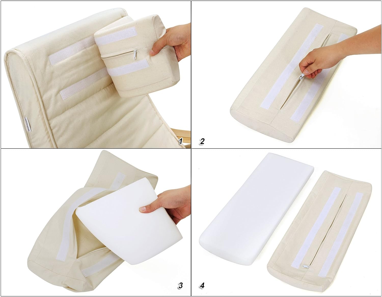 SONGMICS Scaun balansoar din lemn, suport picioare reglabil, maxim 150kg, 55x115x91cm, bej - 5