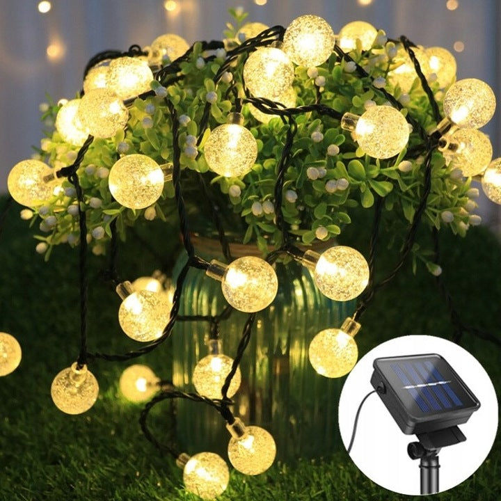 Ghirlanda luminoasa, LED, model Bubble, 50 becuri, 935cm, incarcare solara, lumina alb cald - 4