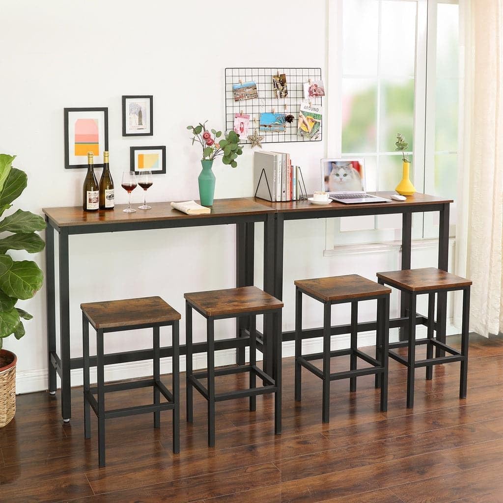 VASAGLE Masa de bar inalta, cadru metalic, design industrial, 120x40x100cm, maro rustic