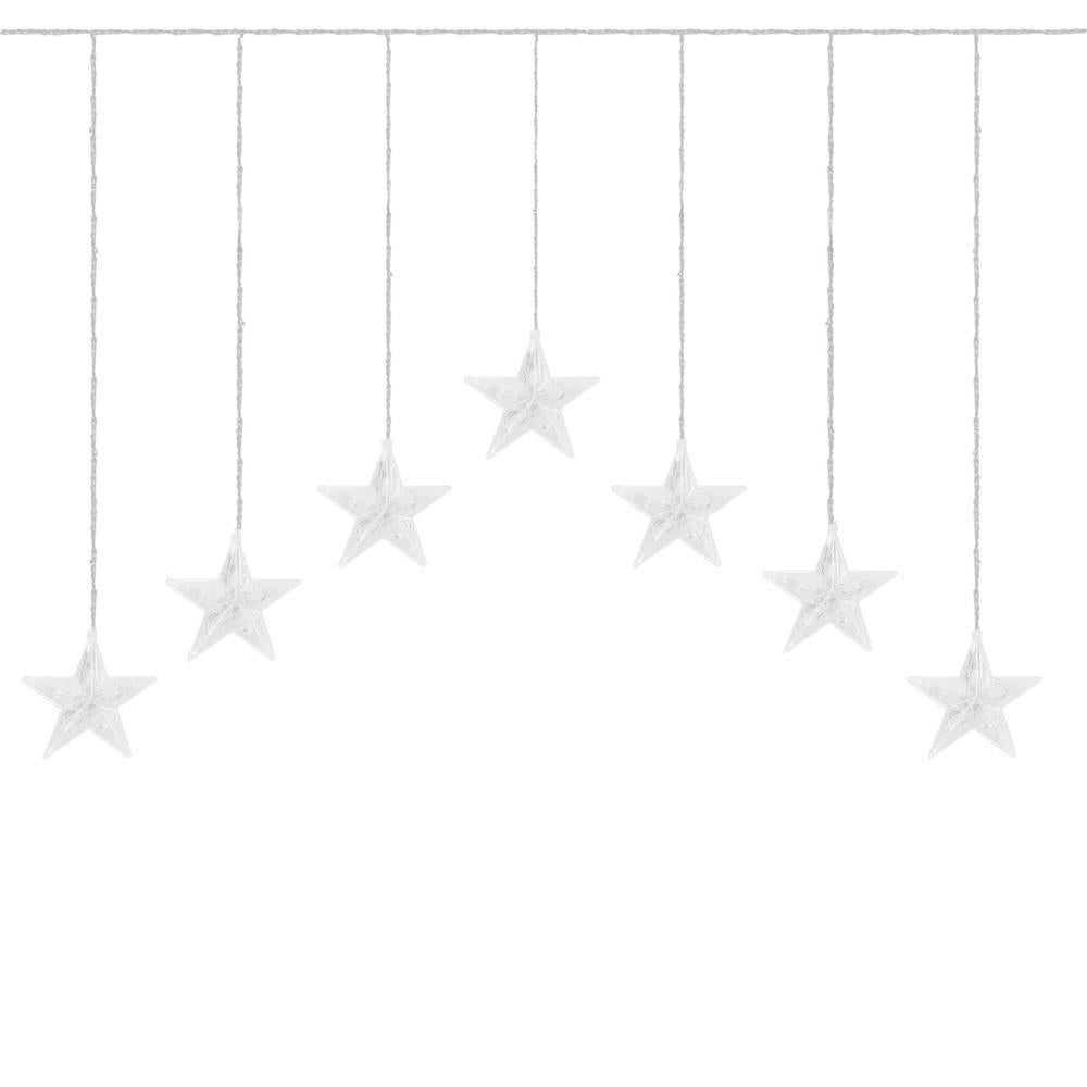 (DL) Ghirlanda luminoasa tip perdea cu stelute 72 LED-uri, 2m, pentru interior/exterior, iluminare alb