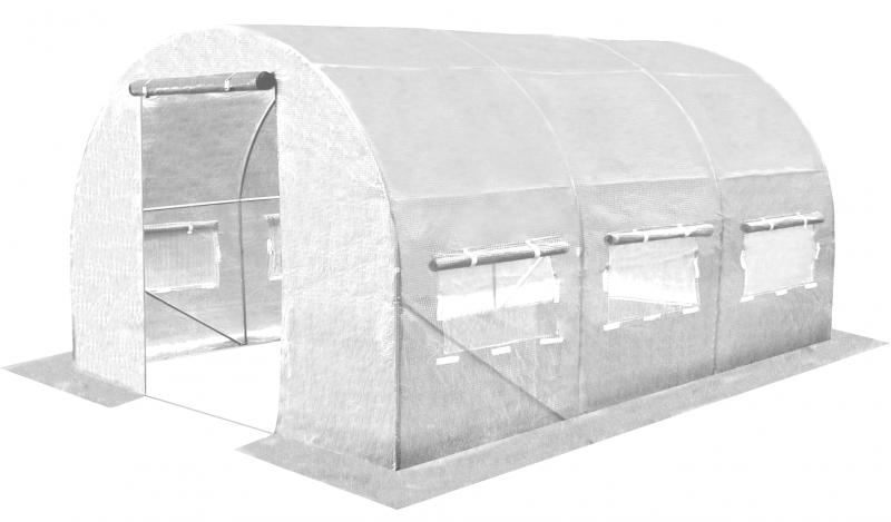 Sera de gradina, tip tunel cu cadru metalic, 250x400x200cm, alba, 10mp