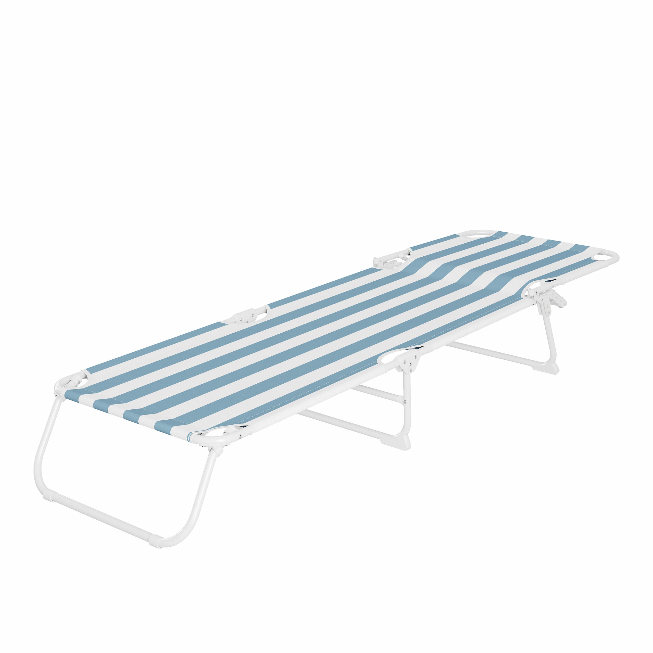 Sezlong pliant Sersimo, 186 x 56 cm, pentru plaja sau gradina, alb albastru, capacitate 110kg