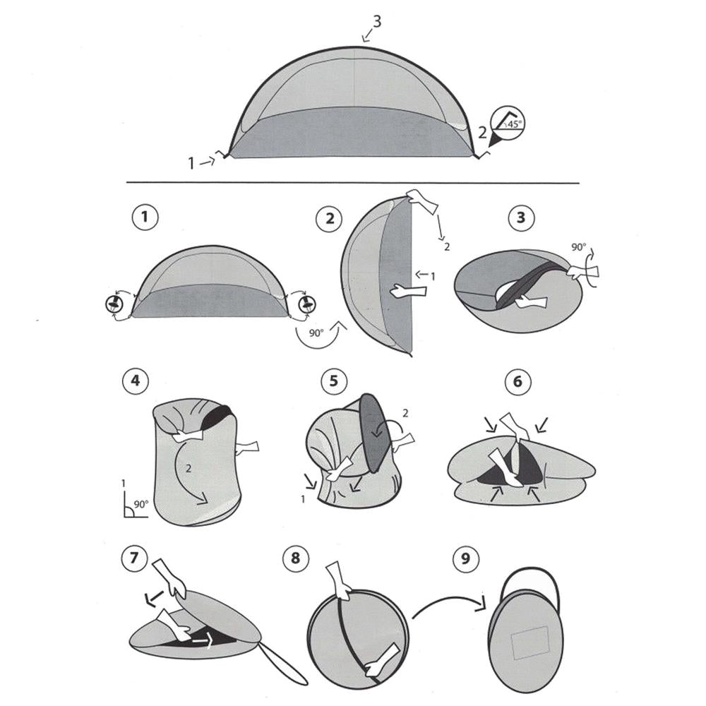 Cort plaja si picnic semi-deschis Sersimo, protectie UV, 200x120x110cm, portocaliu gri