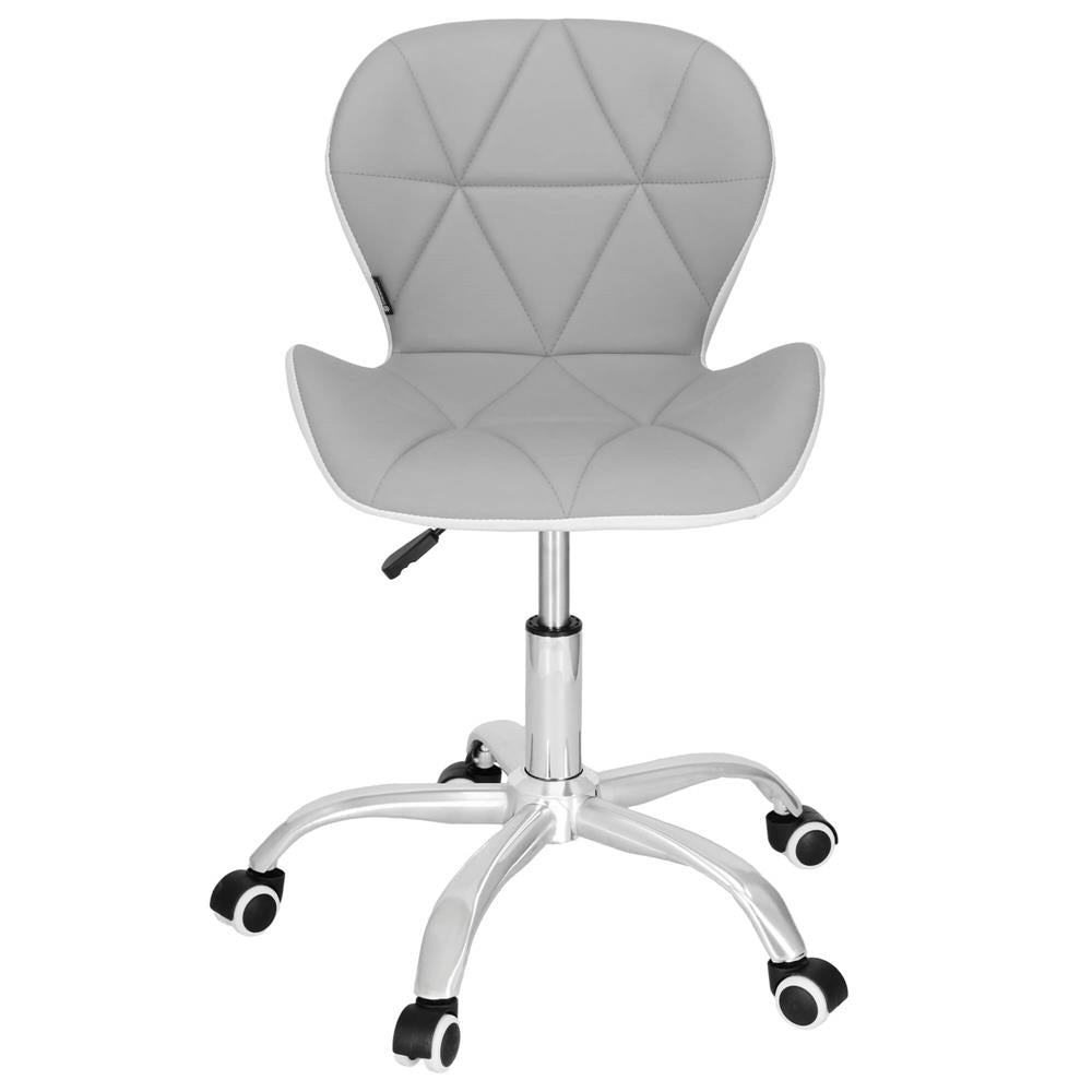 Scaun de birou ergonomic, tapitat cu piele ecologica, 120kg, alb gri