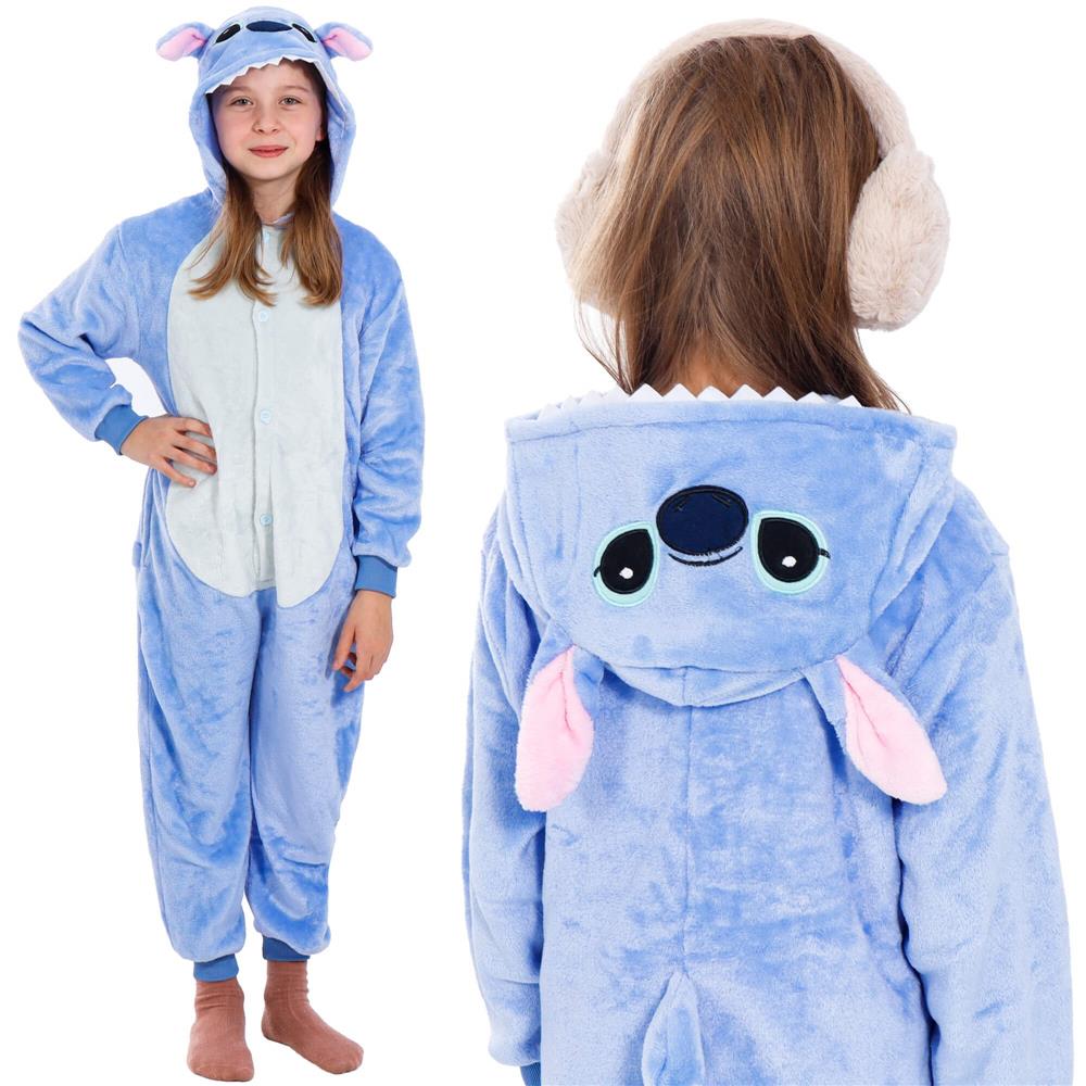 Pijama tip salopeta pentru copii, model stitch, marime 130-140cm