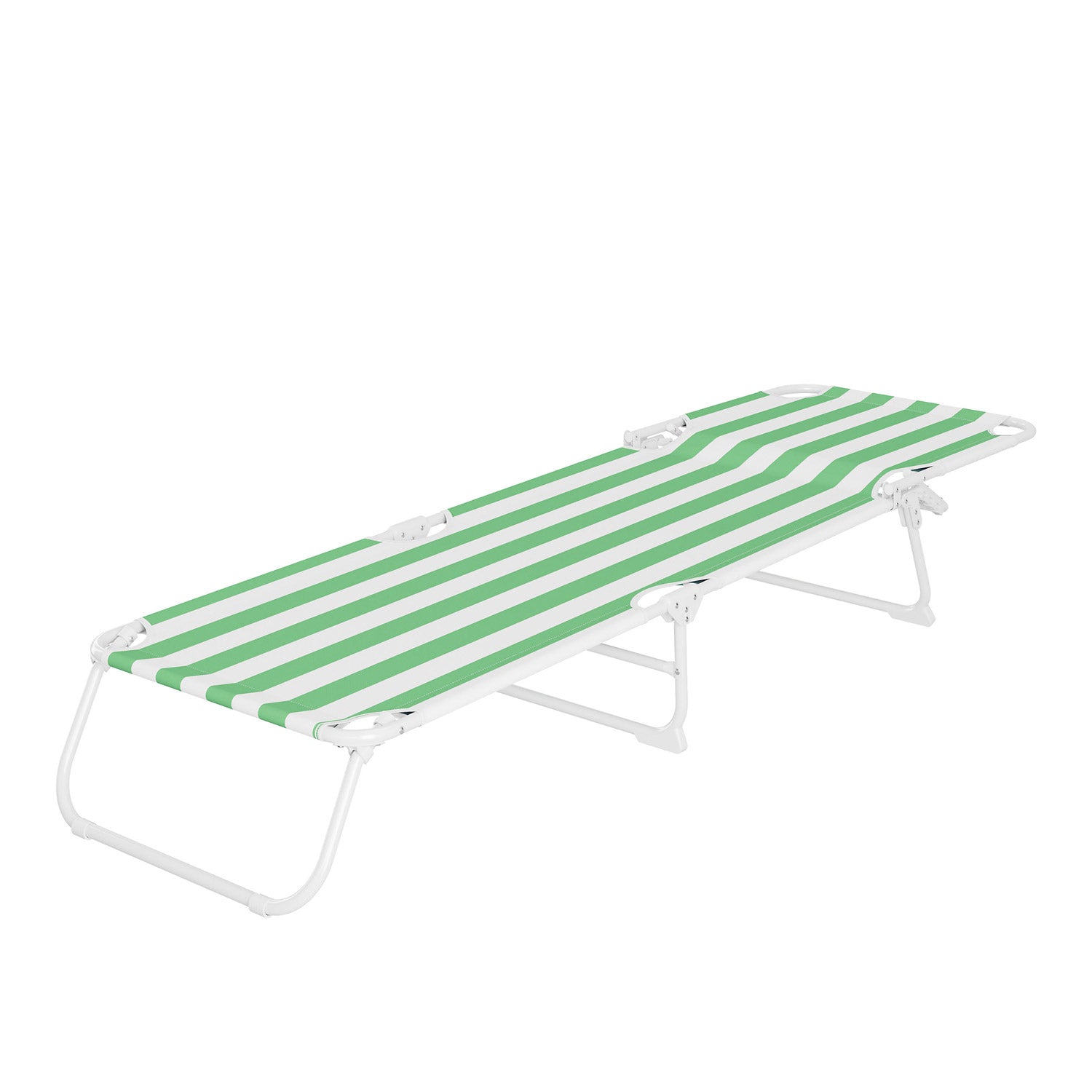 Sezlong pliant, 186 x 56 cm, pentru plaja sau gradina, alb verde, capacitate 110kg