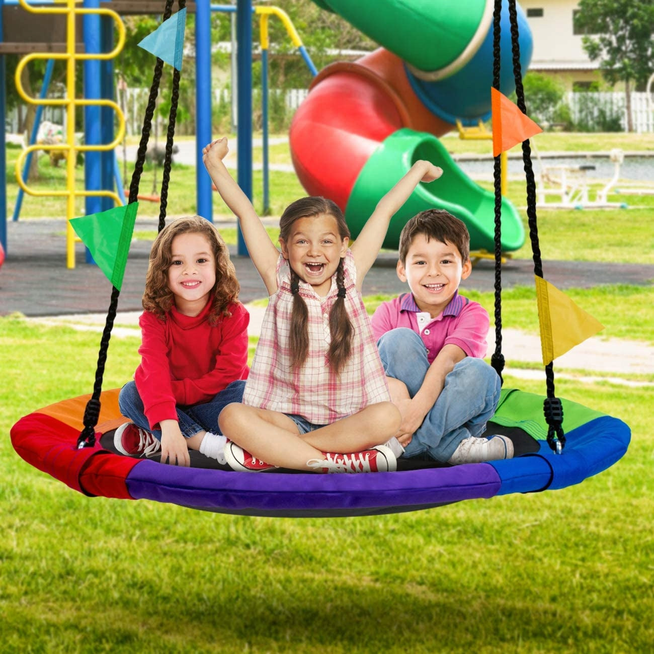 Leagan tip cuib reglabil pe inaltime, 120cm, 150kg, multicolor