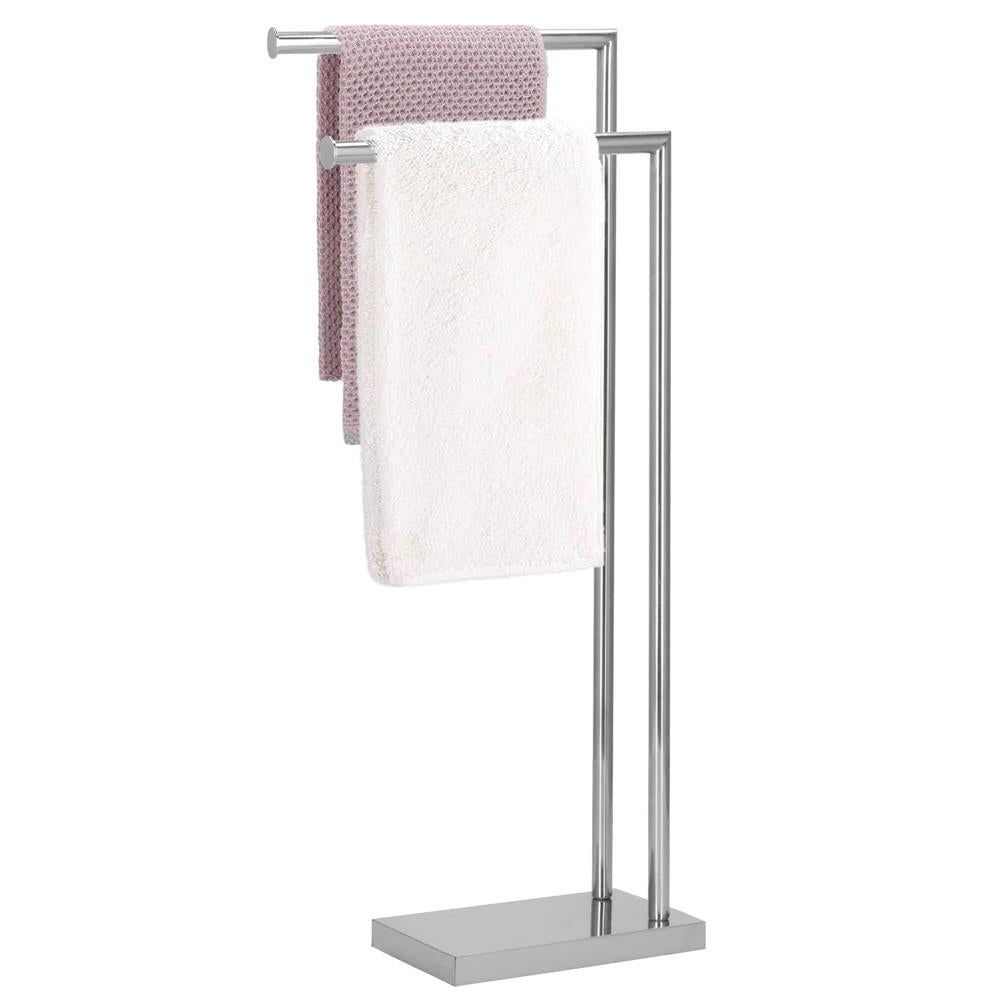 Suport metalic de baie pentru prosoape, cu 2 brate, 80 cm, argintiu cromat