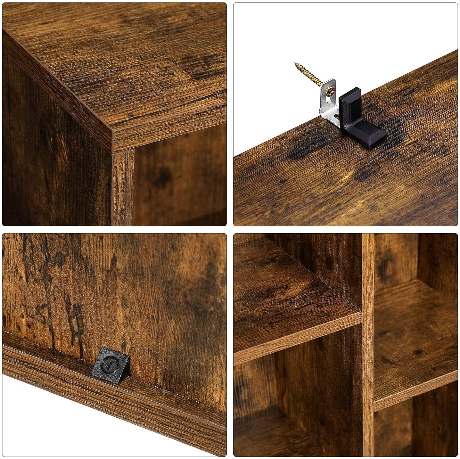 VASAGLE Biblioteca, raft cu 5 unitati de depozitare, pentru living, din lemn, 50x24x80cm, maro rustic