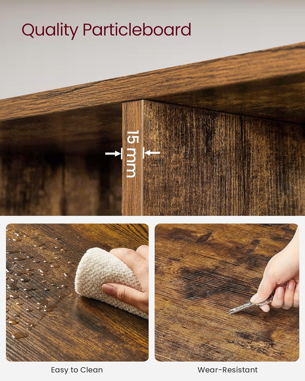 VASAGLE Biblioteca cu 10 compartimente, unitate de depozitare pentru decoratiuni, din lemn, 29x129x129cm, maro rustic