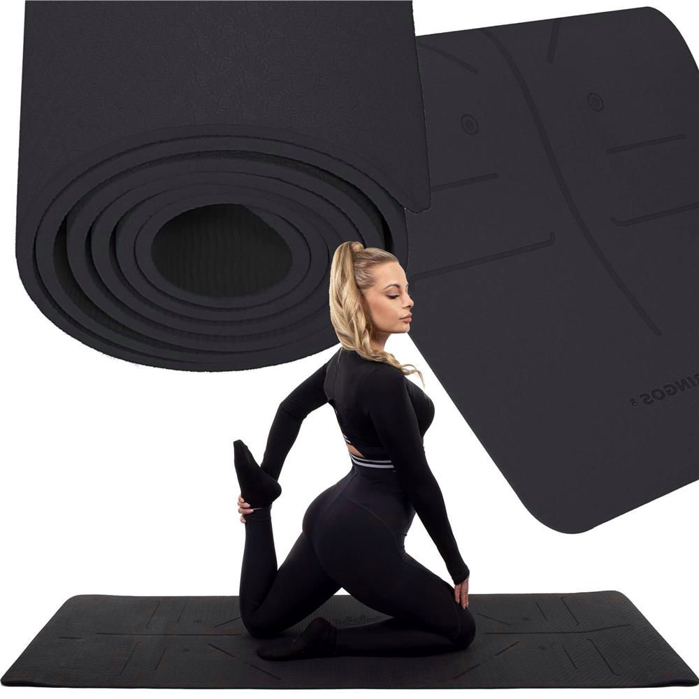 Saltea pentru antrenament, yoga, fitness, aerobic, pilates, exercitii la sol, 183x61cm, negru