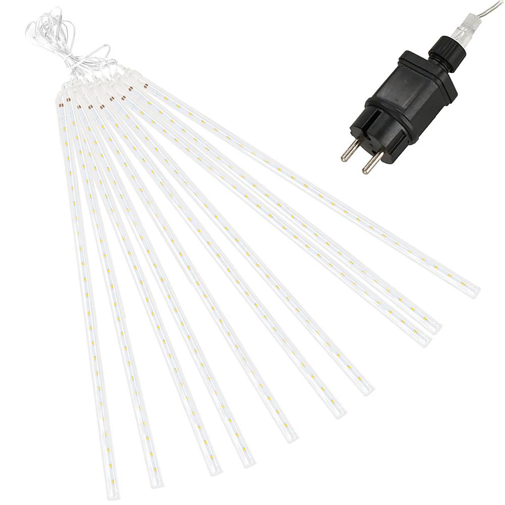 Instalatie de Craciun, 10 tuburi, 50cm, 480 LED, ploaie de meteoriti, alb